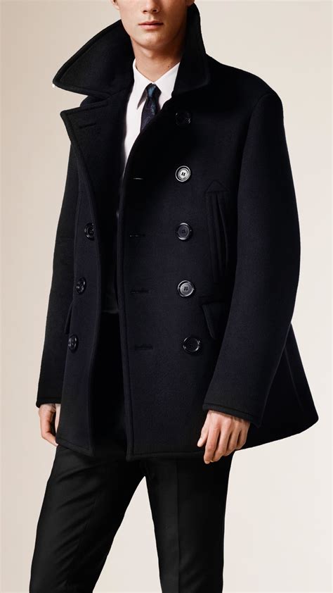 burberry peacoat blue|Burberry cashmere coat men's.